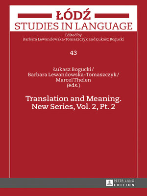 cover image of Translation and Meaning. New Series, Volume 2, Pt. 2